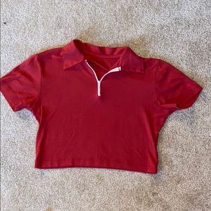 Brandy cropped collared top